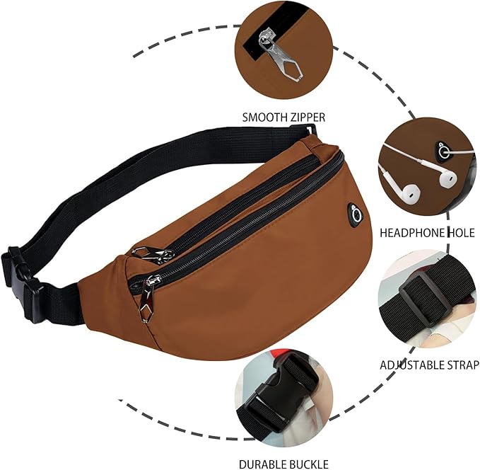 Fanny Pack for Men Women, Waterproof Sports Waist Bag Pack, Belt Bag for Travel Hiking Running