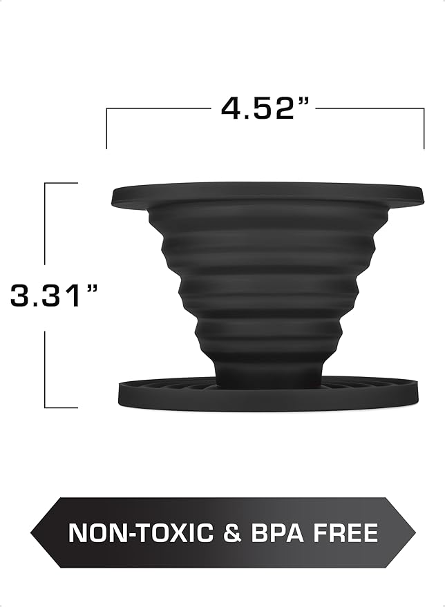 COLETTI Sierra Pour Over Coffee Dripper — Collapsible Pour Over Coffee Dripper — Includes Pack of Paper Filters [Black, Pack of 2]