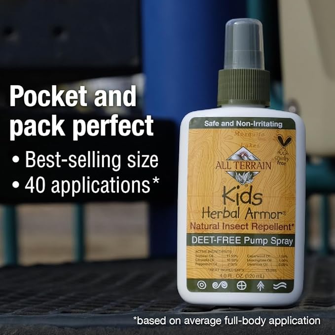 Kids Herbal Armor DEET-Free Pump Spray 4oz. Insect Repellent, Plant-Based and All-Natural Bug Repellent, Safe for Family and Pets, Mosquito and Bug Protection