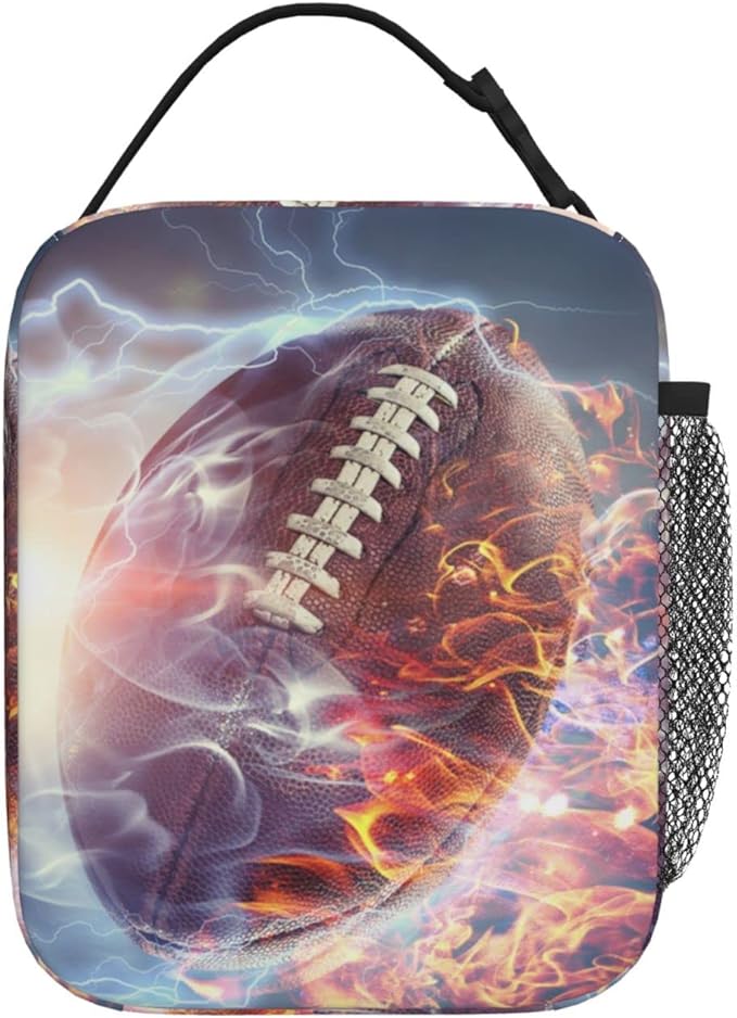 Football Lunch Box Reusable Insulated Totes Lunch Bag Thermal Cooler For Boy Girls School Men Women Beach Picnic Travel