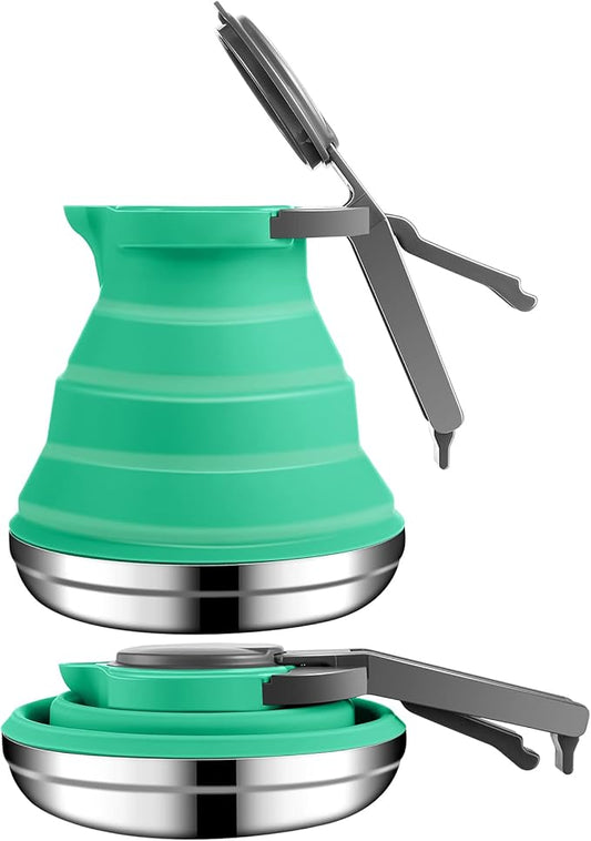 Geiserailie 1.5l Portable Collapsible Kettle Camping Pot Collapsible Tea Kettle for Hiking Travel and Outdoors