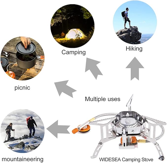 widesea 3500W Camp Stove, Windproof Collapsible Camping Gas Stove, Portable Backpacking Stove with Piezo Ignition for Outdoor Backpacking, Hiking and Picnicking