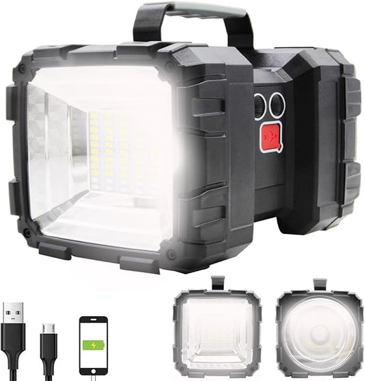 Rechargeable LED Searchlight Flashlight, LED Spotlight Big Power Capacity 13000LM 20h Ultra-Long Standby 7 Lights Modes Camping Work Light, Waterproof, Power Bank, for Home, Outdoor (45 LEDs)