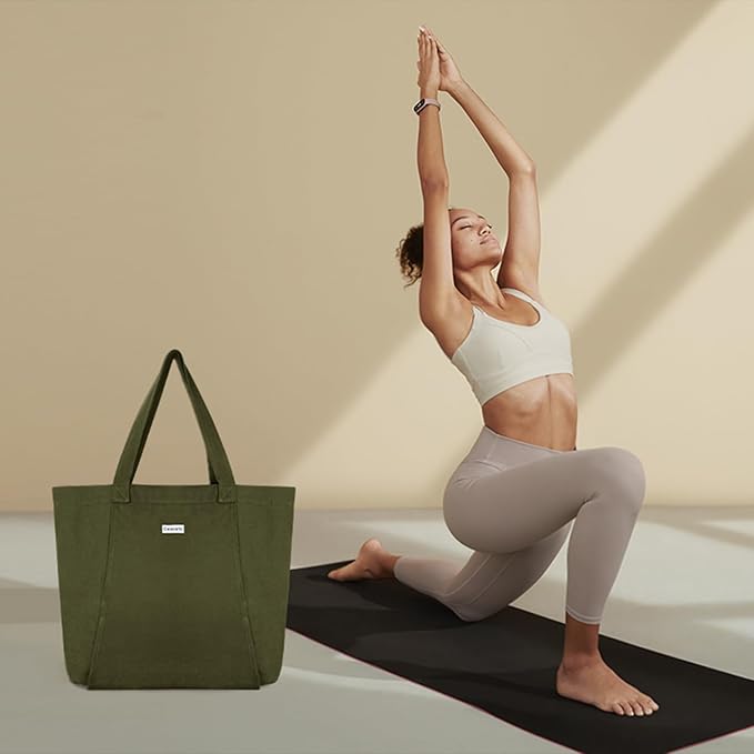 Yoga Bags for Women with Yoga Mats Bags Carrier Carryall Canvas Tote for Pilates Shoulder for Travel Office Beach Workout