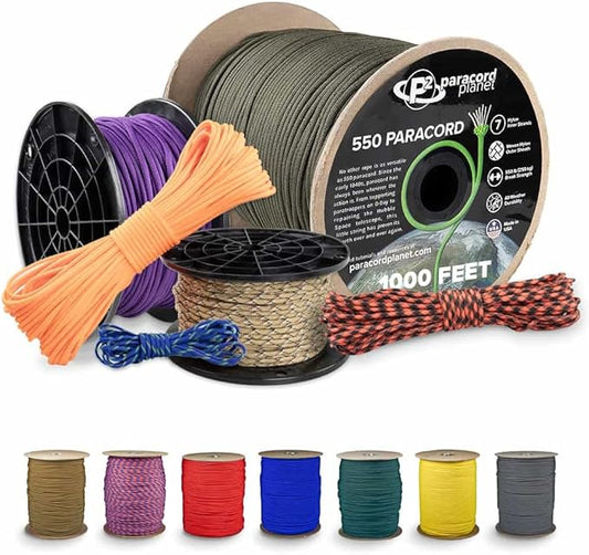 Paracord Planet 550 Paracord – 200+ Colors – Hanks from 10-100 Feet and Spools of 1000 Feet – Great Multi-Use Cord!