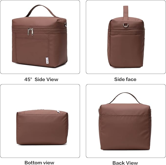 NOL Natural Organic Lifestyle Small Insulated Lunch Bags for Women Cooler Bag Lightweight Nylon Waterproof Lunch Box for Work（Small，coffee）