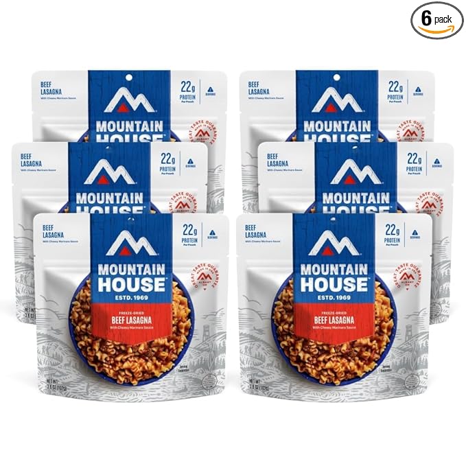 Mountain House Beef Lasagna | Freeze Dried Backpacking & Camping Food | 6-Pack