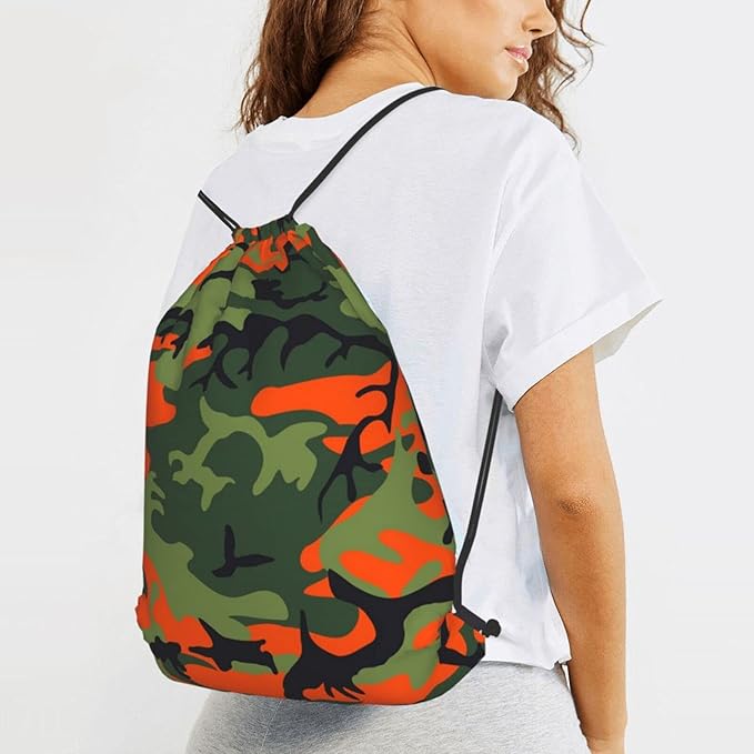 Camo Drawstring Bag Camouflage Map Gym Backpack Sports Backpack Lightweight Waterproof Bags for Men Women Outdoor Gym Sport