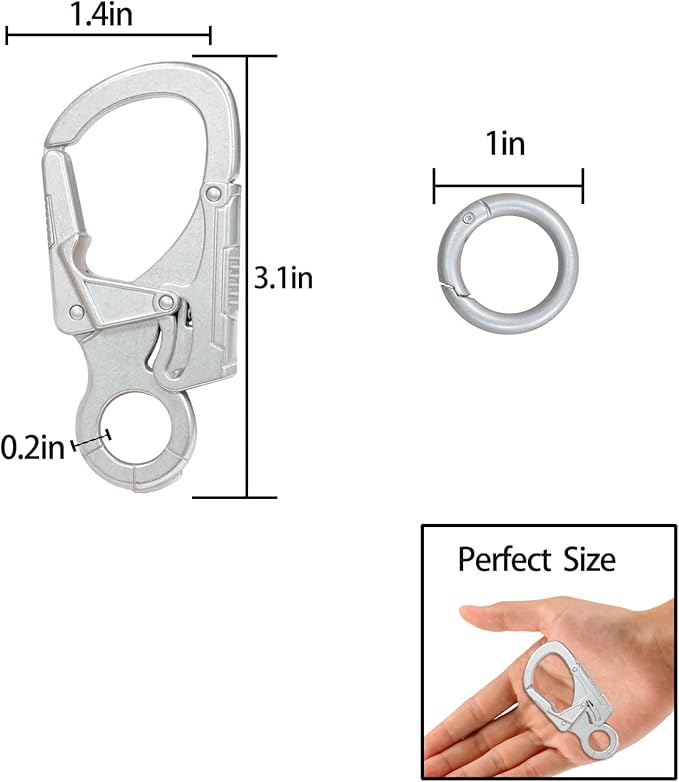 Ahiller Muscular Carabiner Hook，3.1" Alloy Thick Keychain Clip for Man, Outdoor Camping, Hiking Accessories, Key Ring