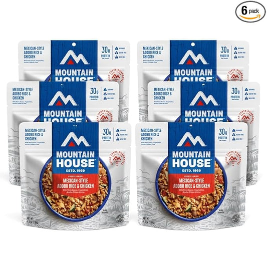 Mountain House Mexican-Style Adobo Rice & Chicken | Freeze Dried Backpacking & Camping Food | Gluten-Free | 6-Pack