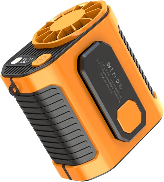 Camping & Outdoor Waist Fan - Portable Belt Clip-on Fan, USB Rechargeable, 100 Speed Settings, Hands-Free Personal Cooling for Hiking, Travel, Sports (orange)