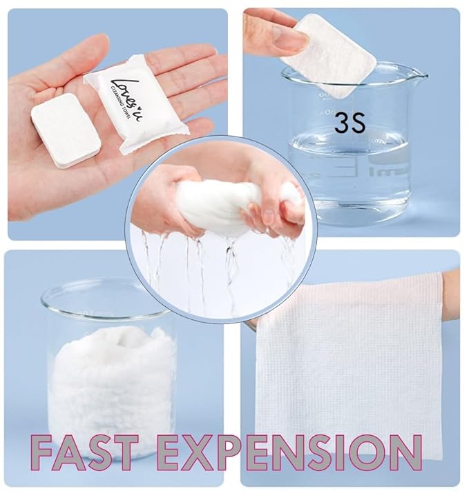 Premium Disposable Washcloths for travel, 40pcs Portable Disposable Pure Cotton Compressed Towels for Face Hand Washing, Thick Large, Reusable Compact, for traveling Camping, Hiking, Backpacking