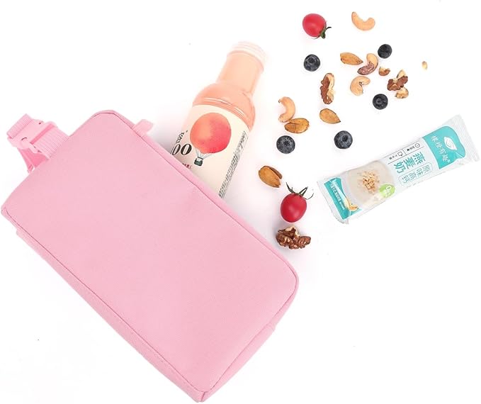 Snack Bags Mini Cooler lunch Bag Freezer Insulated Lunch Box Pouch with Buckle for Adults Work Travel,Pink