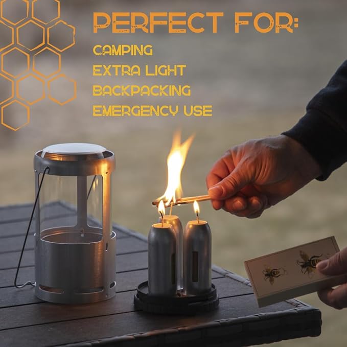 Original Pure Beeswax Lantern Candle - Set of 5, 12H Burn Time, 100% Pure Beeswax Candle, Indoor/Outdoor, Emergency Use
