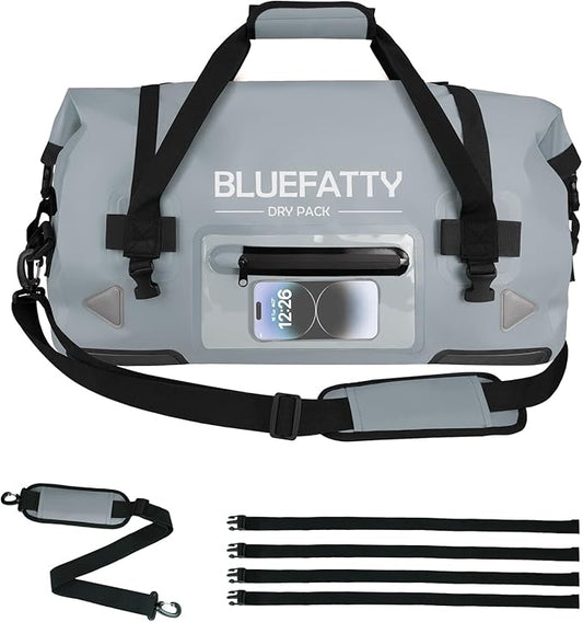 Large Waterproof Duffel Bag Roll-top Heavy Duty Dry Duffle Bags for Motorcycling, Rafting, Boating, SUP, Kayaking, Travel, 70L(Grey)