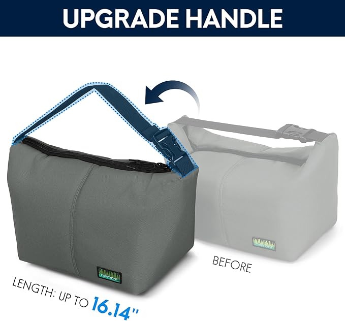 Haimont Lunch Tote Insulated Cooler Bags, Small Leakproof Lunchbox with Handle Buckle, Practical Food Medicine Meal Cooler, Keep Food Fresh, Grey