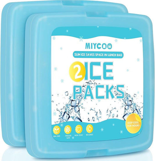 MIYCOO Ice Packs for Lunch Boxes & Lunch Bag - Quick Freeze Ice Pack Space Saving Freezer Packs - Reusable Slim Original Cool Pack - Cooler Accessories for Beach, Camping and Fishing