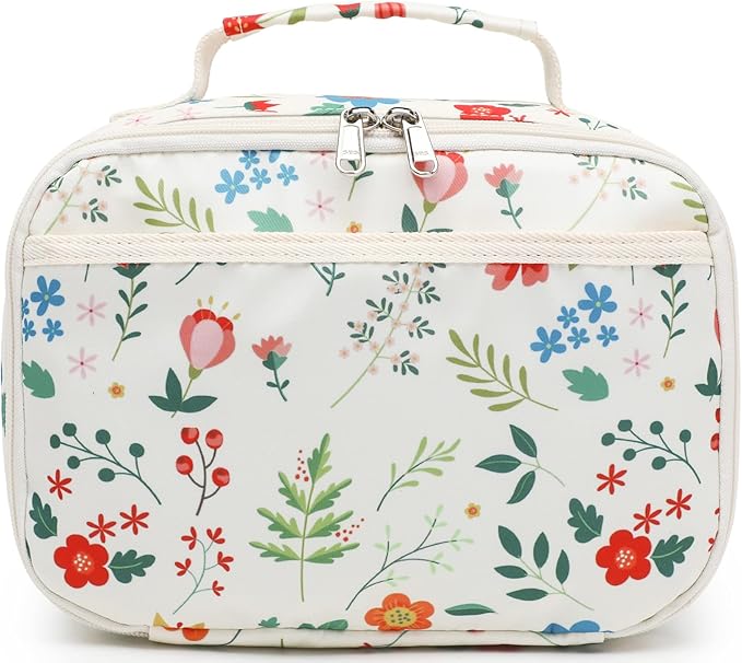 Kids Lunch Box Boys Girls Insulated Lunch Cooler Bag Reusable Lunch Tote Kit for School Travel(Flower)