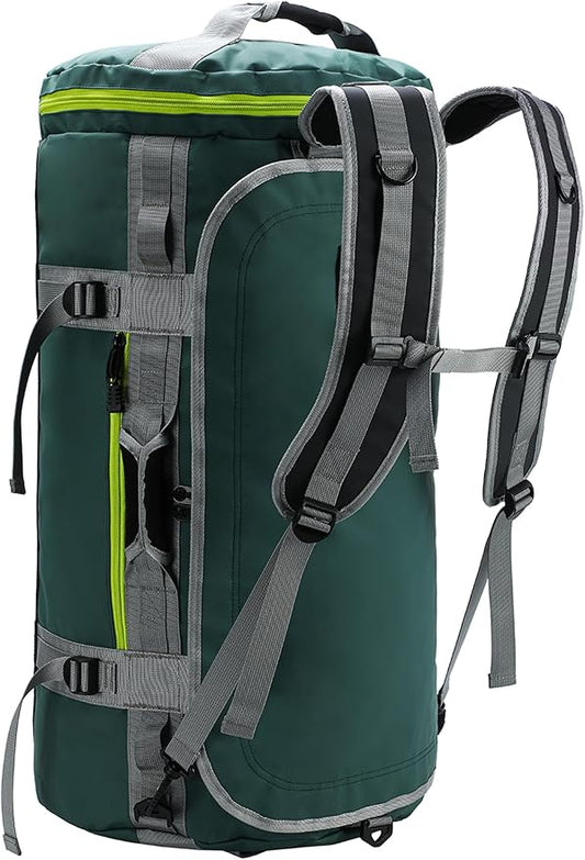 MIER Large Duffel Backpack Sports Gym Bag with Shoe Compartment, Heavy Duty and Water Resistant, Green, 90L
