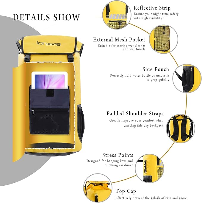 IDRYBAG Waterproof Backpack for Men 25L/45L, Dry Bags Kayak, Dry Backpack Camping Hiking