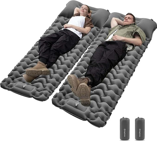 KingCamp Self Inflating Camping Mattress with Built-in Foot Pump, Connectable Durable Inflatable Sleeping Mat with Pillow, Compact Camping Air Mattress for Hiking
