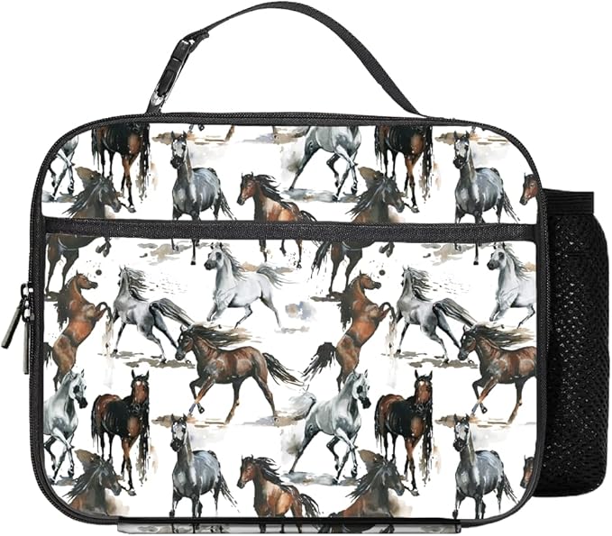 Horse Lunch Bag Reusable Insulated Lunch Box Keep Food Cooler Thermal Lunch Tote for Women Men