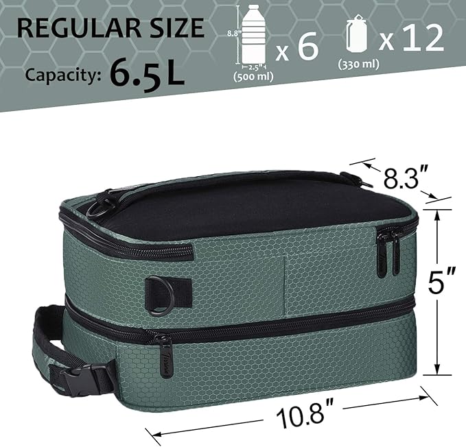 Expandable Insulated Lunch Bag, Leakproof Flat Lunch Cooler Tote with Shoulder Strap for Men and Women, Suitable for Work & Office by Tirrinia, Grey