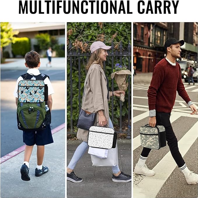 Polka Dot Lunch Bag Reusable Insulated Lunch Box Keep Food Cooler Thermal Lunch Tote for Women Men