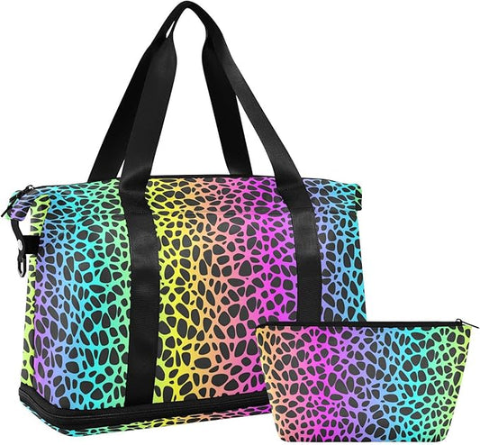 Women's Weekender Duffle Bag for Travel and Gym with Toiletry and Shoes Compartment