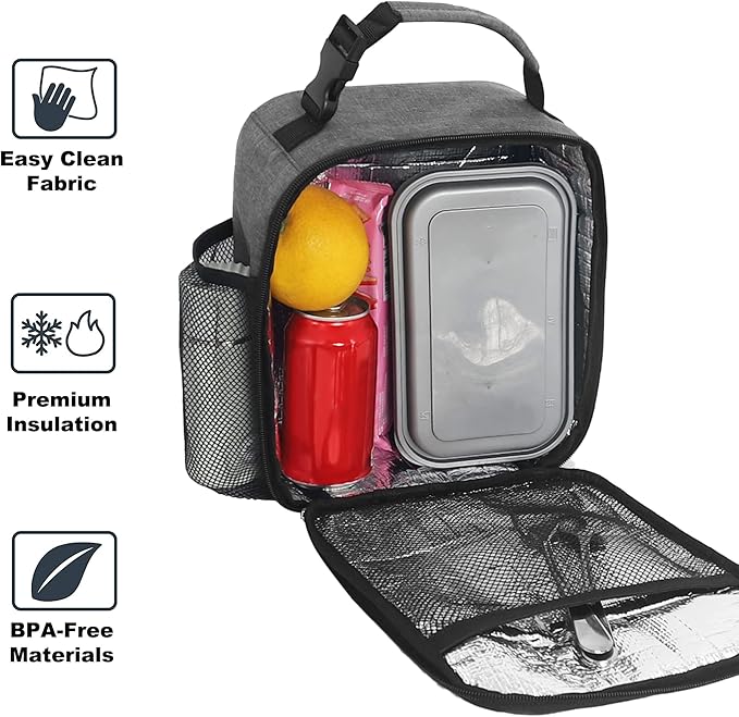 Lunch Box for Men & Women Durable Lunch Bag for Adults Reusable Small Lunchbox Grey