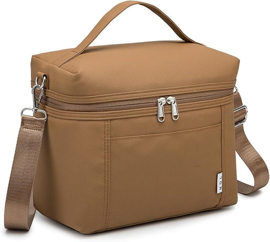 NOL Natural Organic Lifestyle Insulated Lunch Bags for Women Cooler Bag Lightweight Nylon Waterproof Lunch Box For Work (Small, Brown)