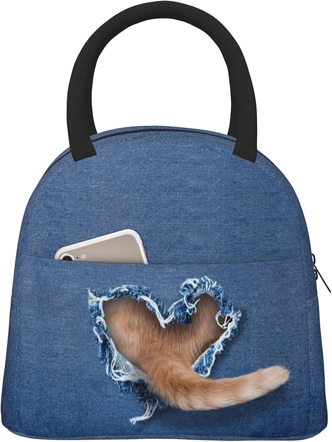 Cute Cat Lunch Bag Lunch Box for Women Men Boys Girls, Reusable Insulated Lunch Tote Bag, Leakproof Thermal Cooler Sack Food Handbags High Capacity for Work School Picnic Camping Gifts