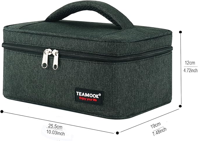 Small Lunch Bag Mini Lunch Box Insulated Portable for Adults Men Women Work with Handle En-large 5.8L Black