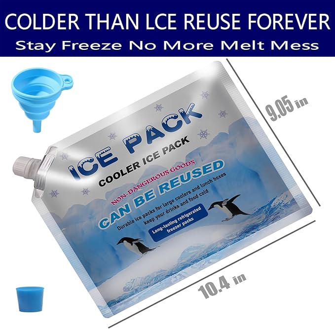 Reusable ice Packs for Coolers, Long Lasting Cooler ice Pack, 24 to 48 Hours of Cold Gel Ice Pack.Lunch Bag CoolerIt can Hold 1400-1600ml of (Blue 6 Piece Set)
