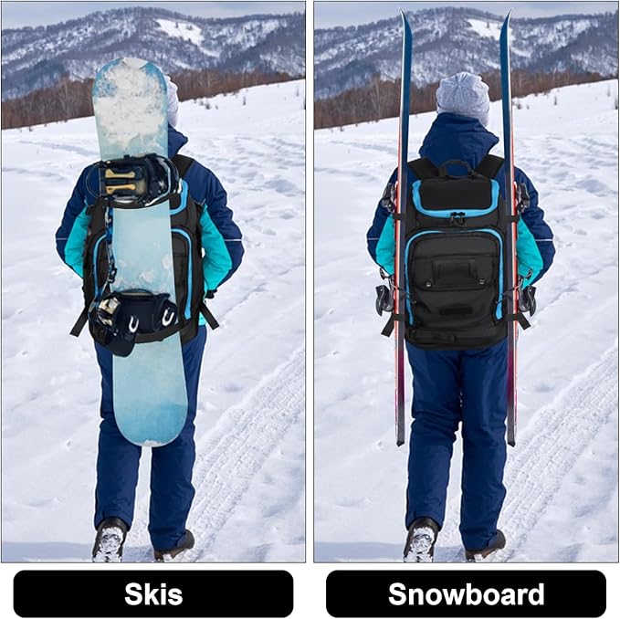 Geestock Ski Boot Bag, 50L Ski and Snowboard Boot Travel Backpack Waterproof Large Duffle Travel Bag for Ski Helmet, Skis, Snowboard & Accessories