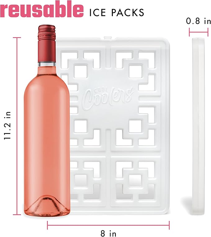 Cool Coolers XXL Fashion Ice by Fit + Fresh, 2pk Large Ice Packs for Coolers, Freezer Packs for Lunchboxes, Pearl White