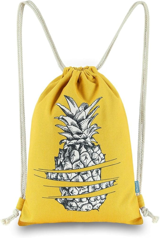 Drawstring Backpack Pineapple Style String Bag Canvas Beach Sport Daypack