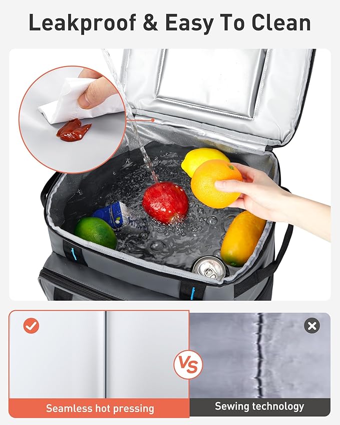 TOURIT 30L/50-Can Cooler with Wheels - 16Hrs Ice Retention Rolling Cooler with Retractable Handle & Oversized All-Terrain Tires, PU-Coated Waterproof Soft Cooler Bag for Camping, Beach Travel, Picnics