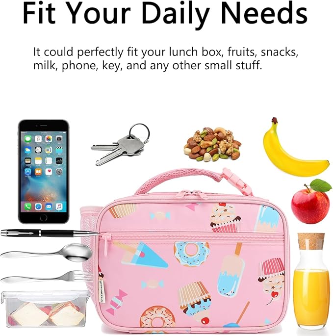 Insulated Lunch Box for School, Thermal Reusable Durable Freezable Lunch Bags for Kids Boys Girls Men Women - Small Soft Cooler Portable Lunch Tote Kit for Work Picnic Travel,Cake