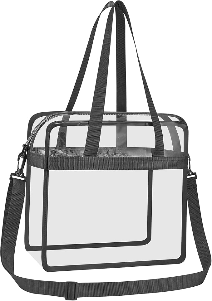 USPECLARE Clear Tote Stadium Approved, Security Travel & Gym Clear Bag for Work Sports Games Concerts