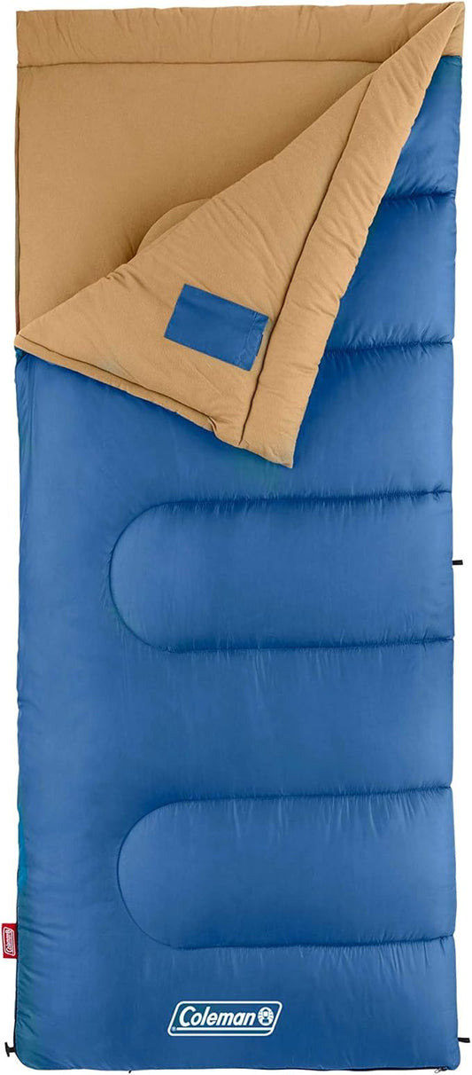 Coleman Brazos 20/30°F Adult Cool-Weather Sleeping Bag with No-Snag Zipper & Stuff Sack, Machine Washable