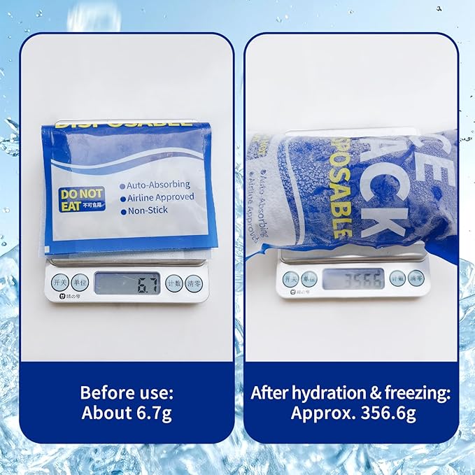 Disposable Ice Packs for Coolers & Lunch Boxes - Pre-Frozen Leak-Proof Cold Packs,Soft Gel Ice Packs for Camping, Beach Bags, Picnics,Outdoor Events, Takeout Delivery