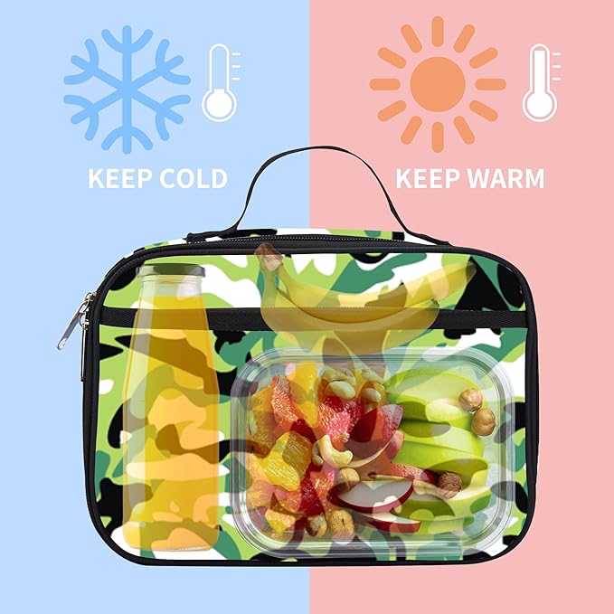 rickyh style Lunch Box with Padded Liner, Spacious Insulated Lunch Bag Durable Thermal Lunch Cooler Pack with Strap for Men Women Boys Girls Adults School Sports Beach Picnic Work Camp,2 Pocket