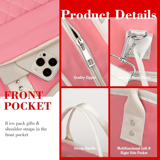 Lunch Bag Women Insulated Lunch Box for Adults - Leakproof Large Purse Lunch Tote Bags for Women with Adjustable Shoulder Strap Zipper Side Pockets for Work