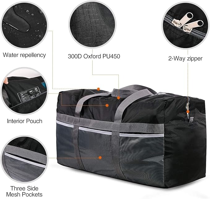 REDCAMP Foldable Travel Bag, Large Sports Bag, 75L/96L/100L, Lightweight Waterproof Tote Bag