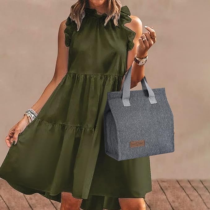 2pcs Grey Lunch Bag Insulated, Lunch Box Bag, Reusable Lunch Tote Bag, Lunch Box Container Bag Insulated for Women, Men, Work, Office, Travel