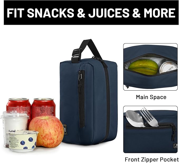 MIER Freezable Snack Bags Small Frozen Mini Cooler Lunch Bag Freezer Insulated Pouch for Adults Work Travel On-the-go,Dark Blue