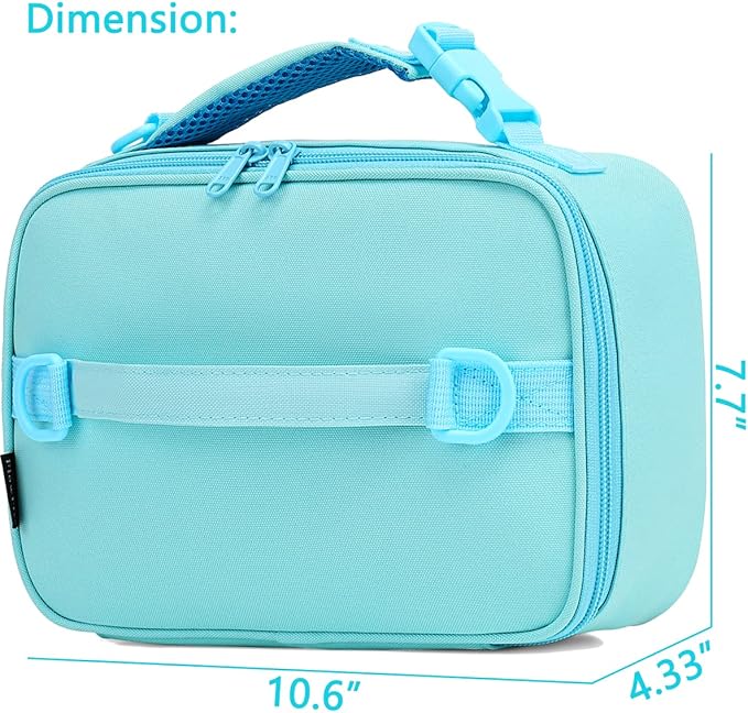 FlowFly Kids Lunch Bag, Durable Insulated School Lunch Box with Shoulder Strap and Bottle Holder, Water-resistant Thermal Small Lunch Cooler Tote for Teen Boys & Girls,Light Blue