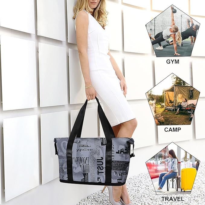 Womens Travel Duffel Bag Lightweight Sport Gym Bag Waterproof Weekender Overnight Bag with Wet and Dry Separation Pocket for Gym Training Yoga Fitness Swimming