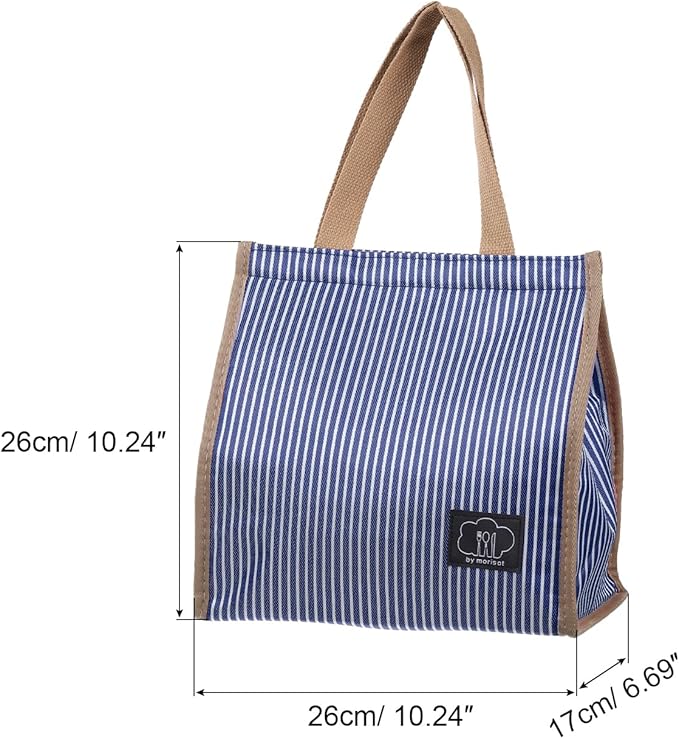 PATIKIL Insulated Lunch Bag, Oxford Cloth Waterproof Lunch Tote Bag Thermal Portable Lunch Box Food Container for Work Office Picnic Outdoor, 10.24"x6.69"x10.24", Blue